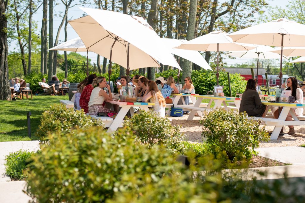 Outdoor patio at Bridge Lane Wine in Mattituck