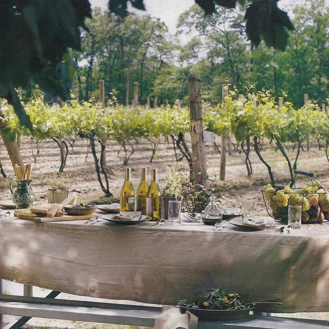A table beside the vines at Loughlin Vineyard