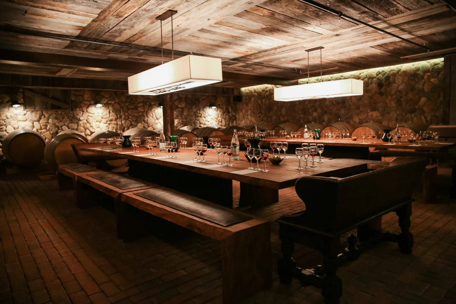 The barrel cellar at Macari Vineyards
